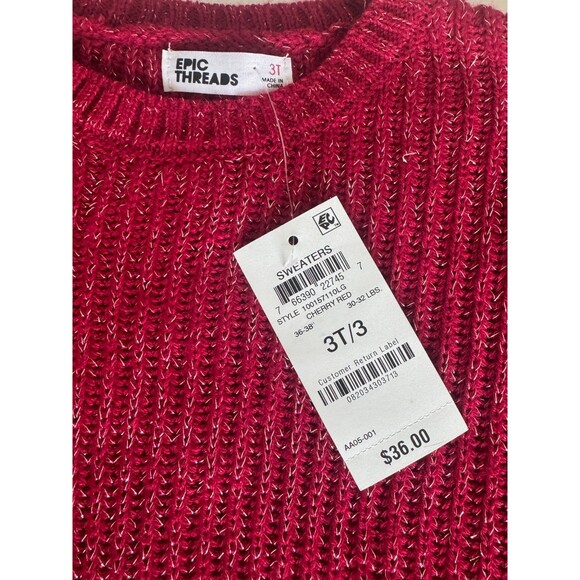 Epic Threads Sweater Girls 3T NEW Cherry Red Back to School Photoshoot Holiday - Picture 5 of 9